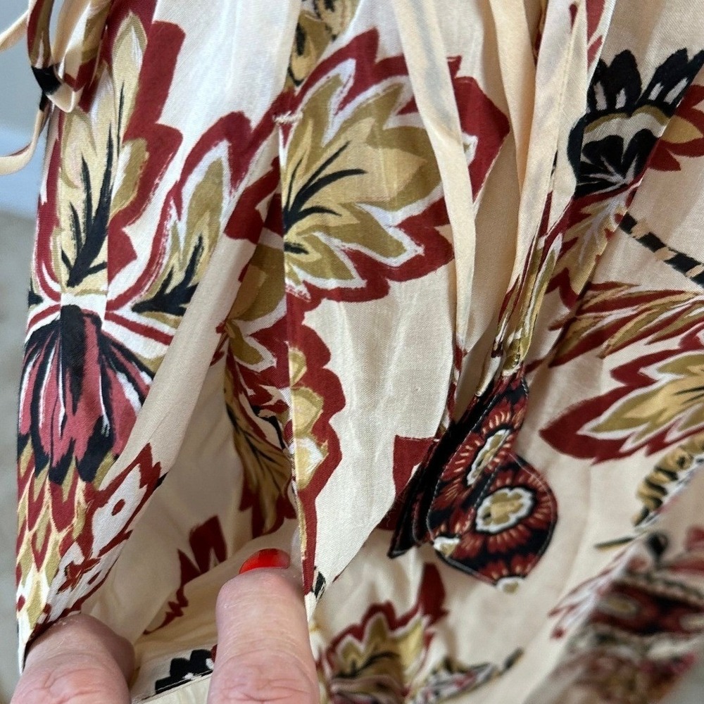 Farm Rio NWT SZMED Aura Floral Sand Maxi Dress Floral Cream Tier Spaghetti Strap - Picture 9 of 16